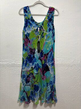 NWT Miss Nikky Reversible Midi Dress Sleeveles Artsy Whimsygoth Watercolor XL